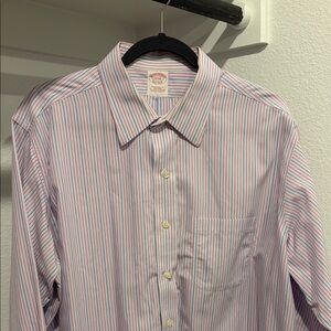 Brooks Brothers Pink and Blue Striped Dress Shirt